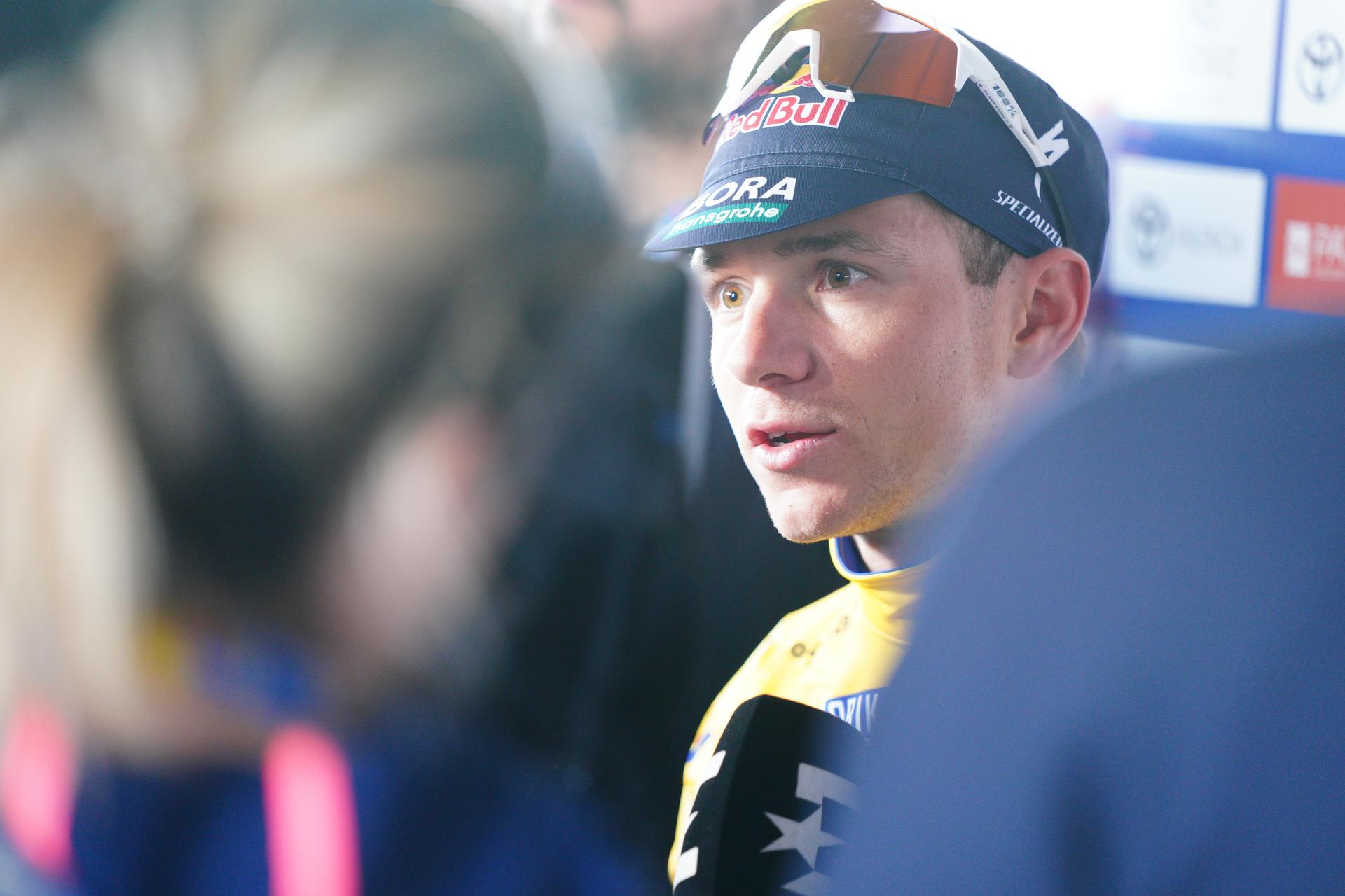 Overal winner Belgian Remco Evenepoel of Red Bull-BORA-hansgrohe talks to journalists after the final stage of the 2026 Volta Comunitat Valenciana, Tour of Valencia cycling race, a race from Betera to Valencia (93,8 km), on Sunday 08 February 2026 in Spain. The race takes place from 4 to 8 February and runs through the three provinces of the Valencian Community. BELGA PHOTO JOMA GARCIA
