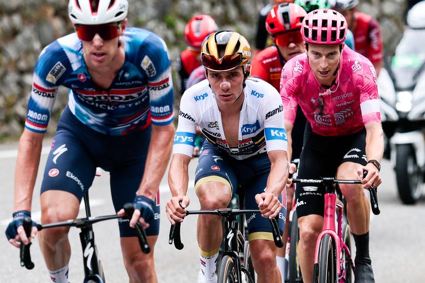 Belgian Remco Evenepoel of Soudal Quick-Step pictured in action during stage 14 of the 2025 Tour de France cycling race, from Pau to Luchon-Superbagneres (183 km), on Saturday 19 July 2025 in France. The 112th edition of the Tour de France starts on Saturday 5 July in Lille, France, and will finish in Paris, France on the 27th of July. BELGA PHOTO POOL LUCA BETTINI