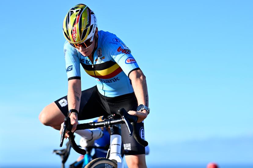 Belgian Marion Norbert Riberolle pictured in action during the elite women race at the UEC Cyclocross European Championships, Saturday 08 November 2025, in Middelkerke. BELGA PHOTO JASPER JACOBS