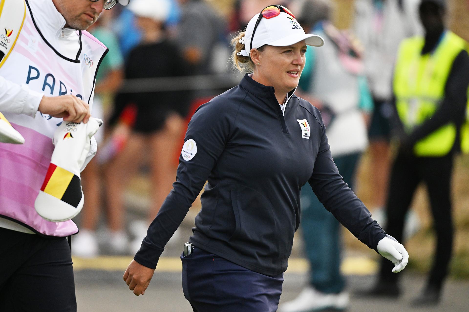 Belgian golfer Manon De Roey pictured in action during the first round of the Women's stroke play golf competition at the Paris 2024 Olympic Games, on Wednesday 07 August 2024 in Paris, France. The Games of the XXXIII Olympiad are taking place in Paris from 26 July to 11 August. The Belgian delegation counts 165 athletes competing in 21 sports. BELGA PHOTO ANTHONY BEHAR   **  ** *** BELGIUM ONLY ***