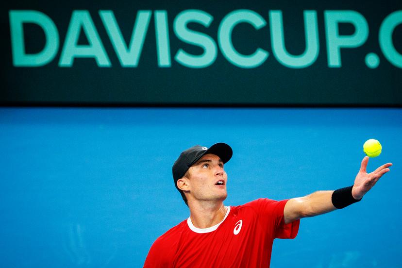 Belgian Raphael Collignon pictured in action duringa a tennis match between Belgian Collignon and Australian De Minaur, during the qualifier of the Davis Cup, Saturday 13 September 2025, in Sydney, Australia. Belgium and Australia will compete this weekend in the second round of the Davis Cup qualifiers. BELGA PHOTO PATRICK HAMILTON