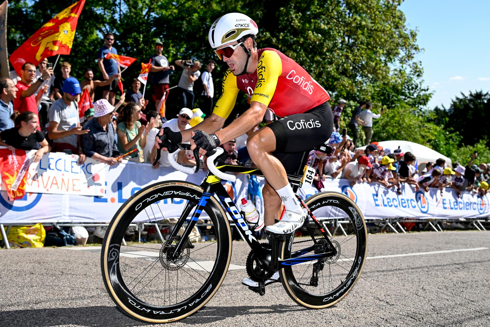 Spanish Ion Izagirre Insausti of Cofidis pictured in action during the fourth stage of the 2025 Tour de France cycling, Amien Metropole - Rouen (173 km), on Tuesday 08 July 2025 in France. The 112th edition of the Tour de France starts on Saturday 5 July in Lille, France, and will finish in Paris, France on the 27th of July. BELGA PHOTO POOL JAN DE MEULENEIR