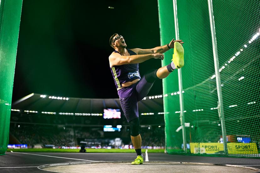 Slovenian Kristjan Ceh pictured in action during the discus throw event, at the 50th edition of the Memorial Van Damme Diamond League athletics event in Brussels, Friday 4 September 2026.  BELGA PHOTO JASPER JACOBS