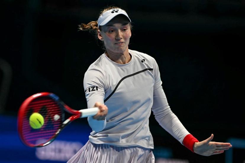 Kazakhstan's Elena Rybakina hits a return against Kazakhstan's Yulia Putintseva during the WTA Pan Pacific Open tennis tournament at Ariake Coliseum in Tokyo on October 29, 2026.  Rie KIKUCHI / AFP