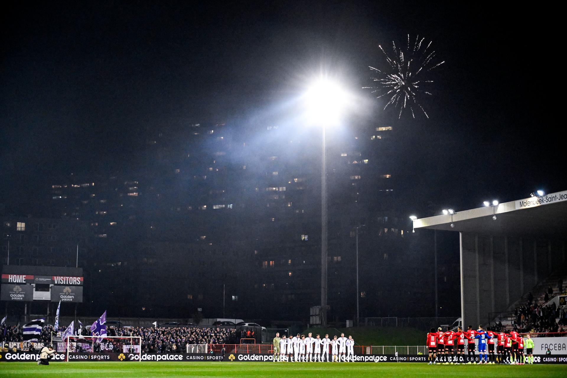 Illustration picture shows the start of a soccer match between RWD Molenbeek and RSC Anderlecht, Saturday 09 March 2024 in Brussels, on day 29 of the 2023-2024 season of the 'Jupiler Pro League' first division of the Belgian championship. BELGA PHOTO TOM GOYVAERTS