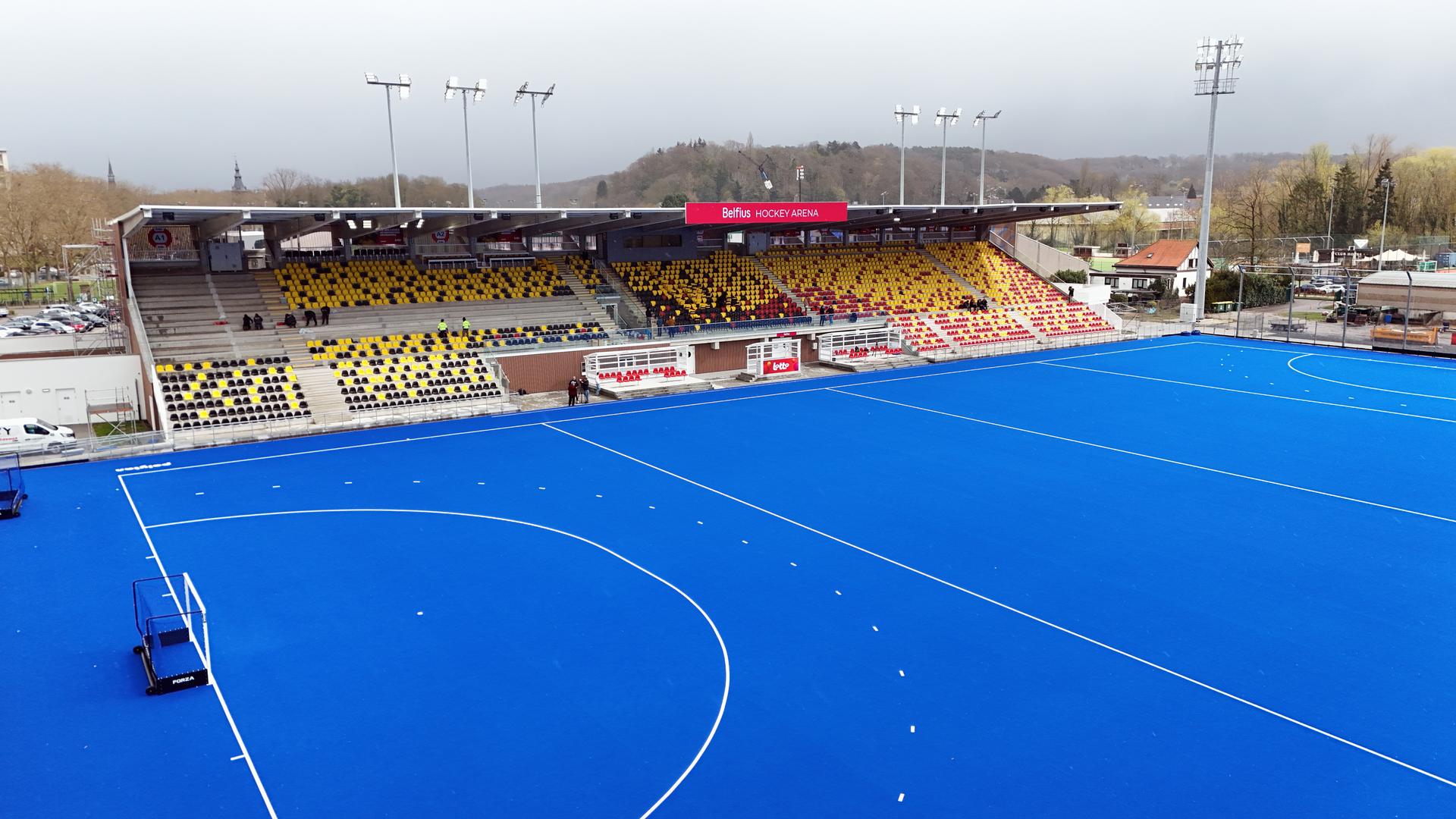 The new Belfius Arena hockey stadium in Wavre opens it's doors to the press on Thursday 26 March 2026. The stadium will be the first facility of its kind in Belgium to be entirely dedicated to field hockey. BELGA PHOTO ERIC LALMAND