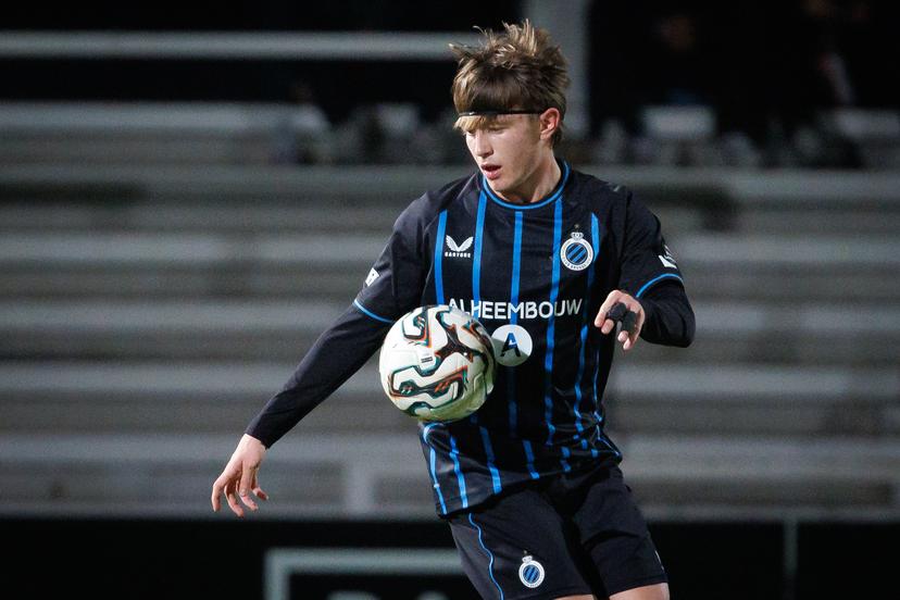 Club's Tian Nai Koren pictured in action during a soccer game between Club NXT and KV Kortrijk, Tuesday 27 January 2026 in Roeselare, on day 22 of the 2025-2026 'Challenger Pro League' 1B second division of the Belgian championship. BELGA PHOTO KURT DESPLENTER