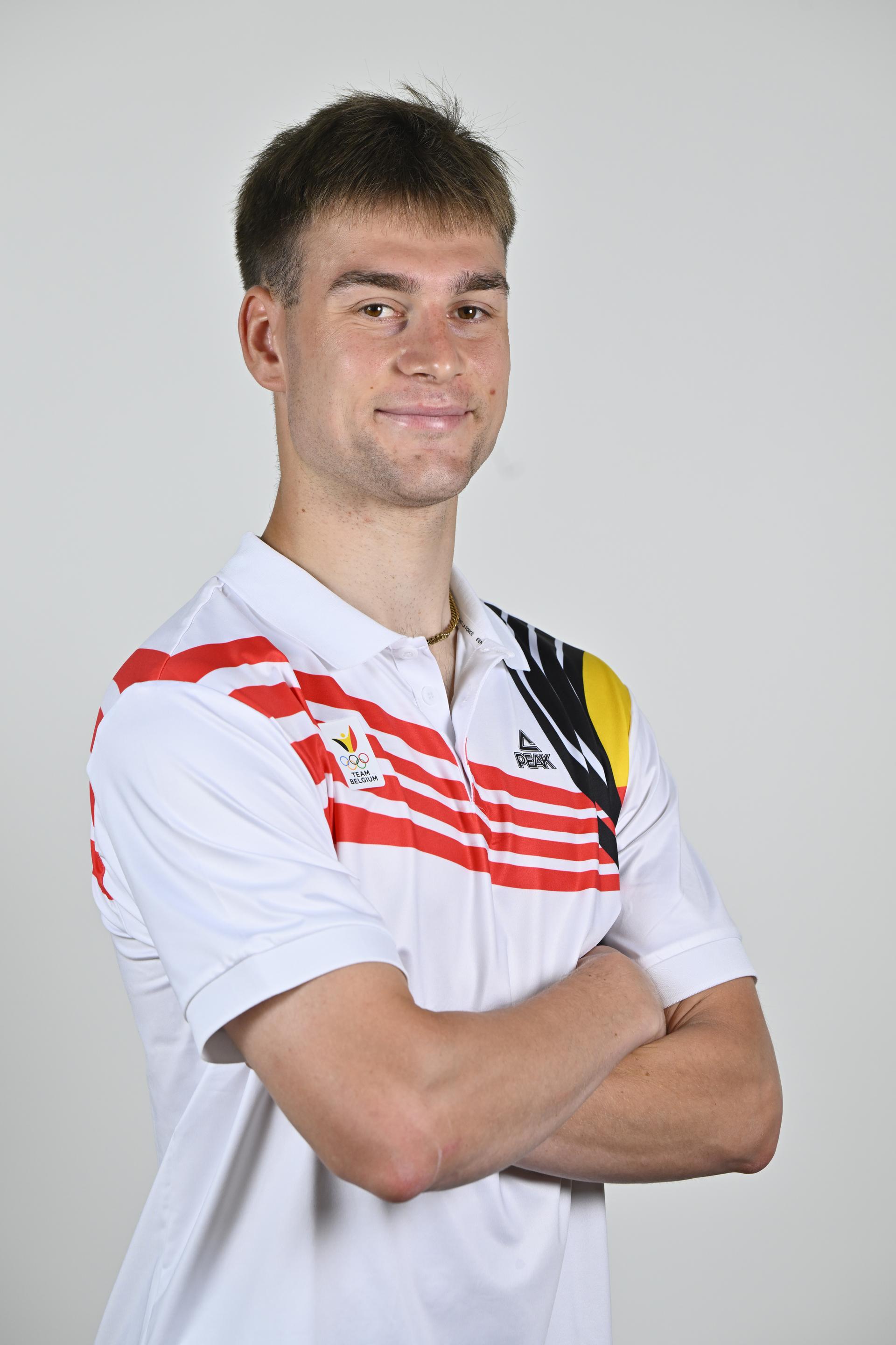 Athlete Adriaan Dewagtere poses for the photographer during the annual training camp of Team Belgium (19-25/05), in Rio Maior, Portugal, Friday 23 May 2025. BELGA PHOTO ERIC LALMAND