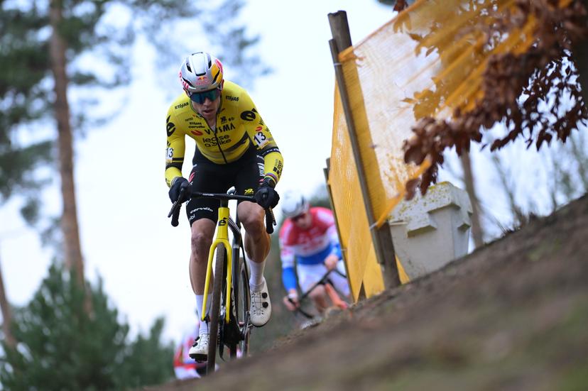 Belgian Wout van Aert pictured in action during the men elite race at the cyclocross cycling event in Heusden-Zolder, stage 5/8 in the Superprestige competition, Tuesday 23 December 2025. BELGA PHOTO DAVID PINTENS