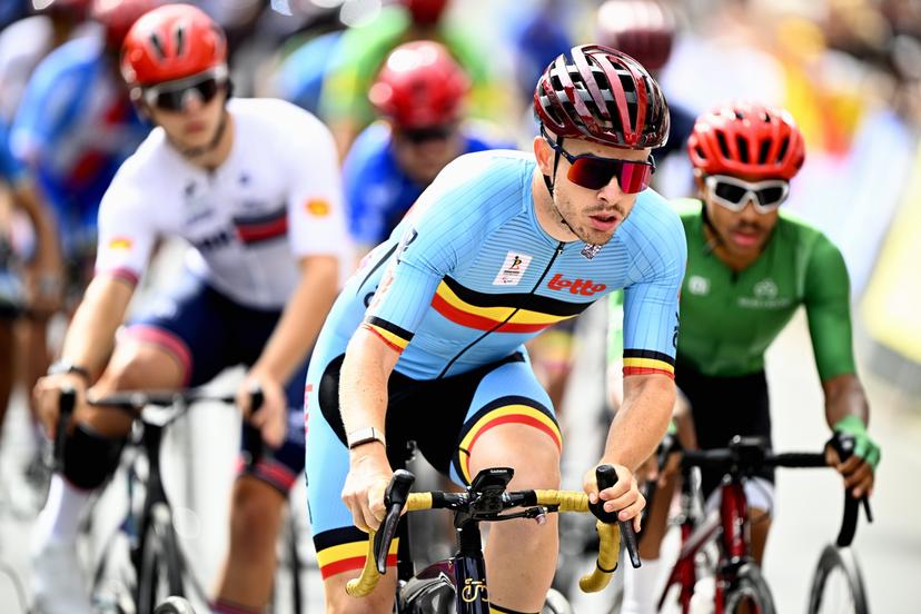 Belgium Tim Celen (MT2) pictured in action during the road race at the UCI Para-cycling Road World Championships, Saturday 30 August 2025, in Ronse. The UCI Para-Cycling Road World Championships take place from 28 to 31 Augustus in Ronse. BELGA PHOTO JASPER JACOBS