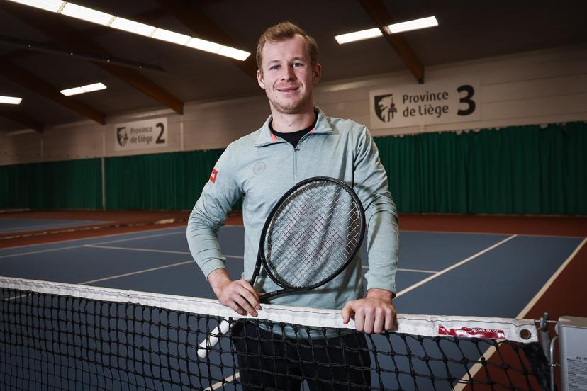 Belgian tennis player Gauthier Onclin poses for the photographer at a press conference of Tennis Padel Pickleball Wallonie-Bruxelles, in Huy, on Friday 19 December 2025. BELGA PHOTO BRUNO FAHY