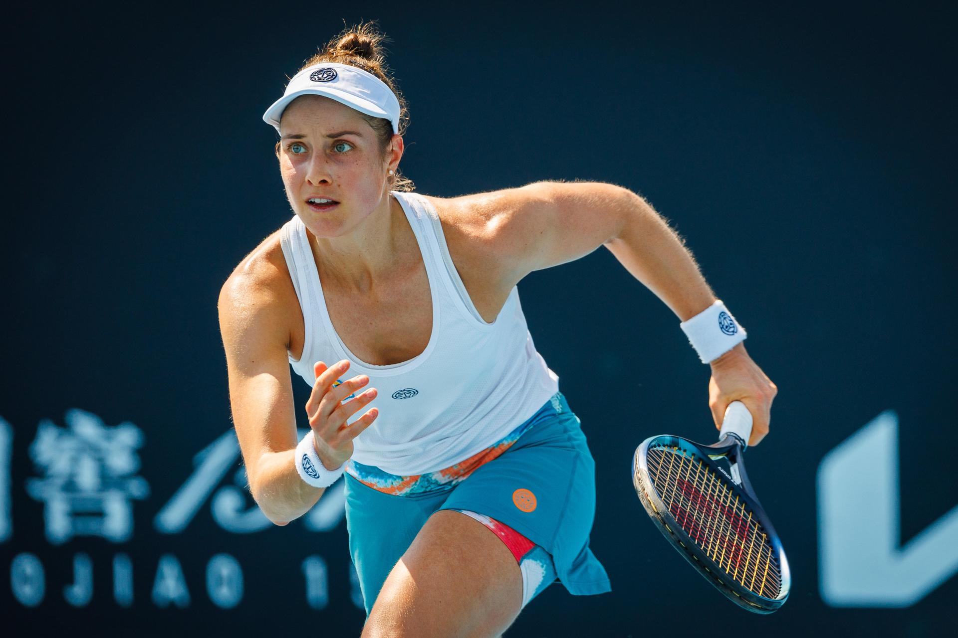 Belgian Marie Benoit pictured during a women's qualifying singles second round game between Belgian Marie Benoit and Polish Maja Chwalinska, at the 'Australian Open' Grand Slam tennis tournament, Wednesday 08 January 2025 in Melbourne Park, Melbourne, Australia. The 2025 edition of the Australian Grand Slam takes place from January 12th to January 26th. Benoit lost her second game 1-6, 6-3, 1-6. BELGA PHOTO PATRICK HAMILTON