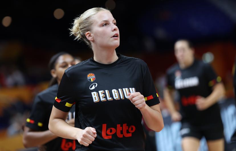 Belgium's Nastja Claessens pictured in action during the warming-up for a game between Belgian national basketball team Belgian Cats and Puerto Rico,  game 2 of the group phase at the FIBA Women's Basketball World Cup, on Sunday 6 September 2026, in Berlin, Germany. The FIBA Women's Basketball World Cup takes place in Berlin from 4 to 23 September 2026. BELGA PHOTO VIRGINIE LEFOUR