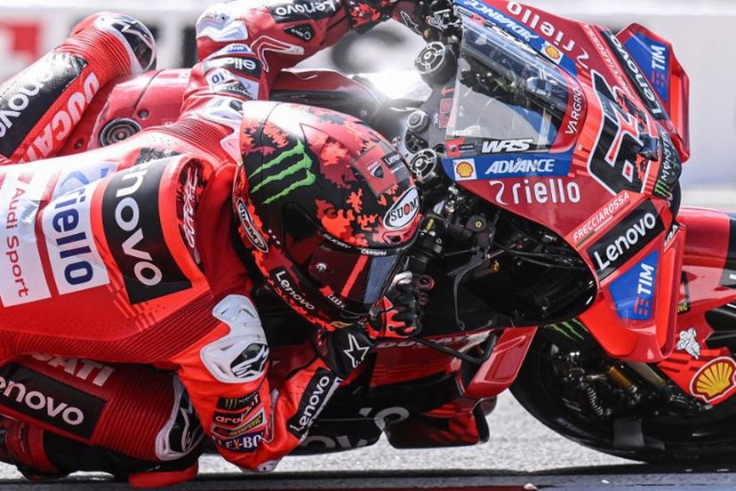 Ducati Lenovoi Team's French MotoGP rider Francesco Bagnaia competes competes during the MotoGP qualifying of Czech motorcycle Grand Prix in Brno, Czech Republic on July 19, 2025.   Michal Cizek / AFP