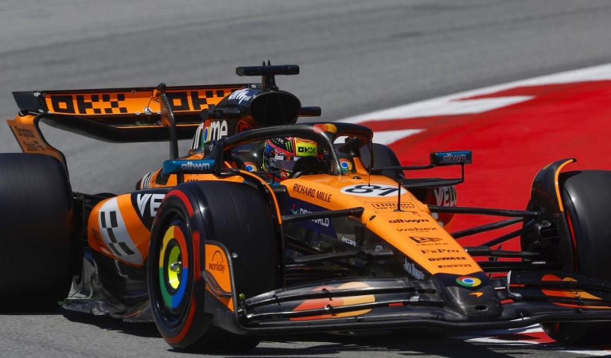 McLaren's Australian driver Oscar Piastri takes a curve during the first free practice of the Spanish Formula One Grand Prix at the Circuit de Catalunya in Montmelo, on the outskirts of Barcelona, on May 30, 2025.  Pierre-Philippe MARCOU / AFP