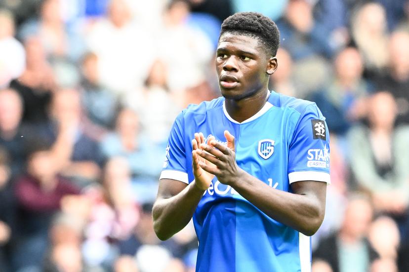 Genk's Josue Kongolo and +pictured during a soccer match between KRC Genk and KAA Gent, Sunday 13 September 2026 in Genk, on day 6 of the 2026-2027 'Jupiler Pro League' first division of the Belgian championship. BELGA PHOTO JILL DELSAUX