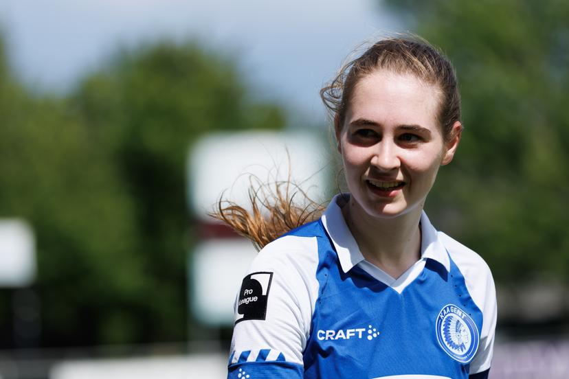 Kaa Gent Ladies's Nena Retsin pictured during a soccer game between KAA Gent Ladies and Club YLA, Saturday 04 May 2024 at the Chillax Arena in Gent, on day 7 of the play-off group A of the Super League women's competition. BELGA PHOTO KURT DESPLENTER