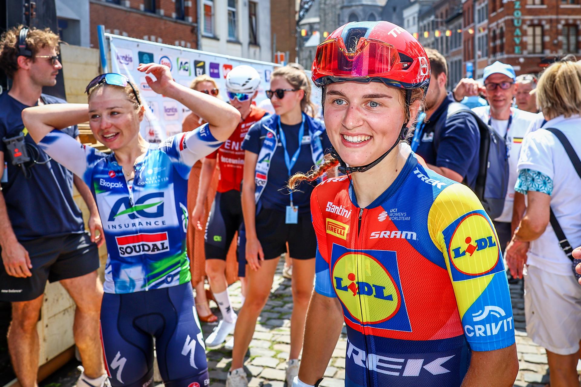 Belgian Fleur Moors of Lidl-Trek pictured after the women's elite road race of the Belgian Cycling Championships, 132,8 km from and to the Grand Place square in Binche on Sunday 29 June 2025. BELGA PHOTO DAVID PINTENS