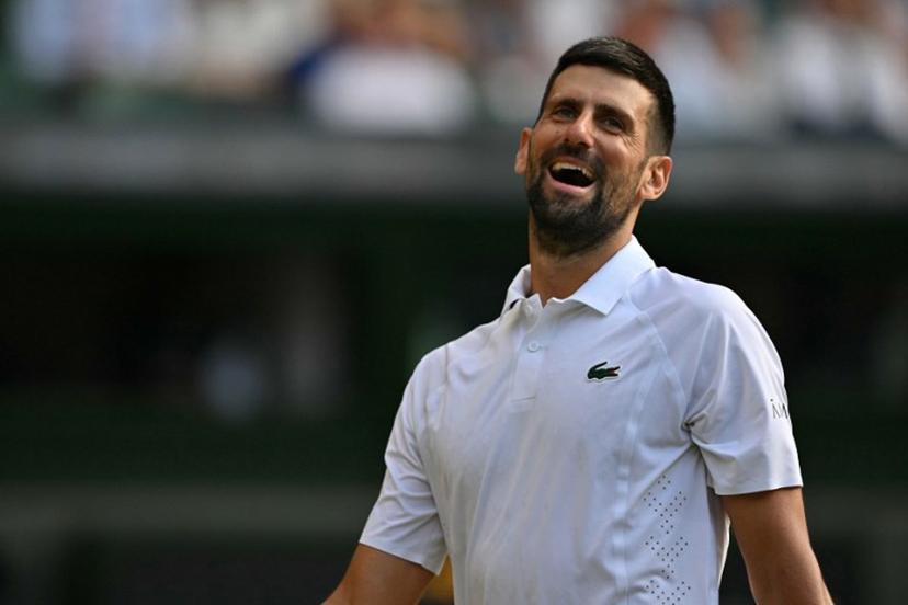 Serbia's Novak Djokovic reacts against Canada's Felix Auger-Aliassime during their men's singles quarter-final tennis match on the ninth day of the 2026 Wimbledon Championships at The All England Lawn Tennis and Croquet Club in Wimbledon, southwest London, on July 7, 2026.  Glyn KIRK / AFP