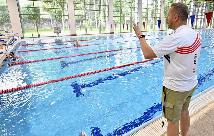 Team Belgium swimming coach Faber Mark pictured during the annual stage of Team Belgium (13-20/11), in Belek, Turkey, Thursday 14 November 2024, BELGA PHOTO ERIC LALMAND