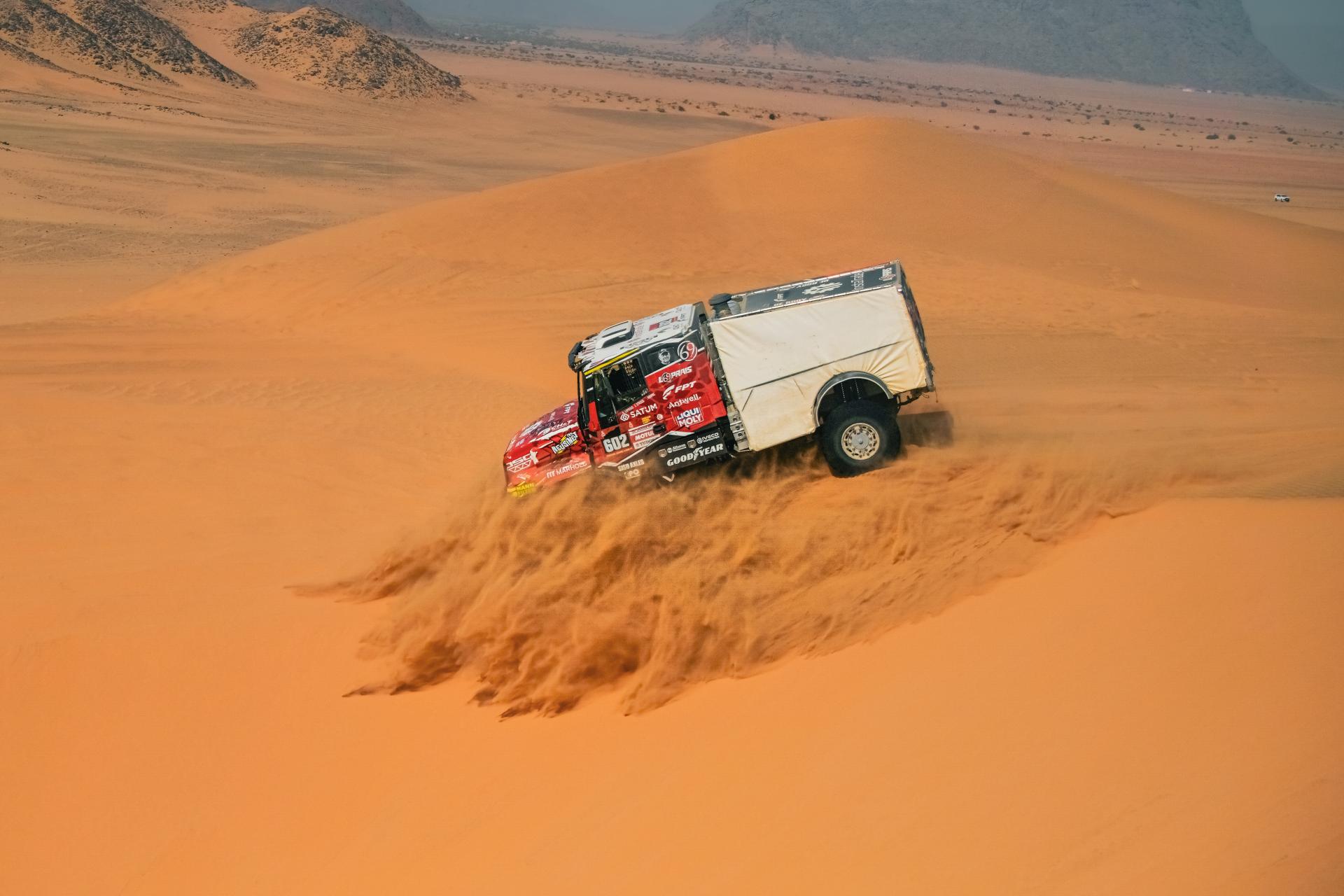 ATTENTION EDITORS - HAND OUT PICTURES - EDITORIAL USE ONLY - MANDATORY CREDIT: 'Team De Rooy'  Hand out picture released by Eric Dupain shows Ales Loprais, David Kripal and Jiri Stross during stage 10 of the 2026 Dakar rally race in Bisha, Saudi Arabia on Wednesday 14 January 2026.  *** Belga and Belga Editorial Board decline all responsibility regarding the content of this picture. *** PHOTO HAND OUT - TEAM DE ROOY