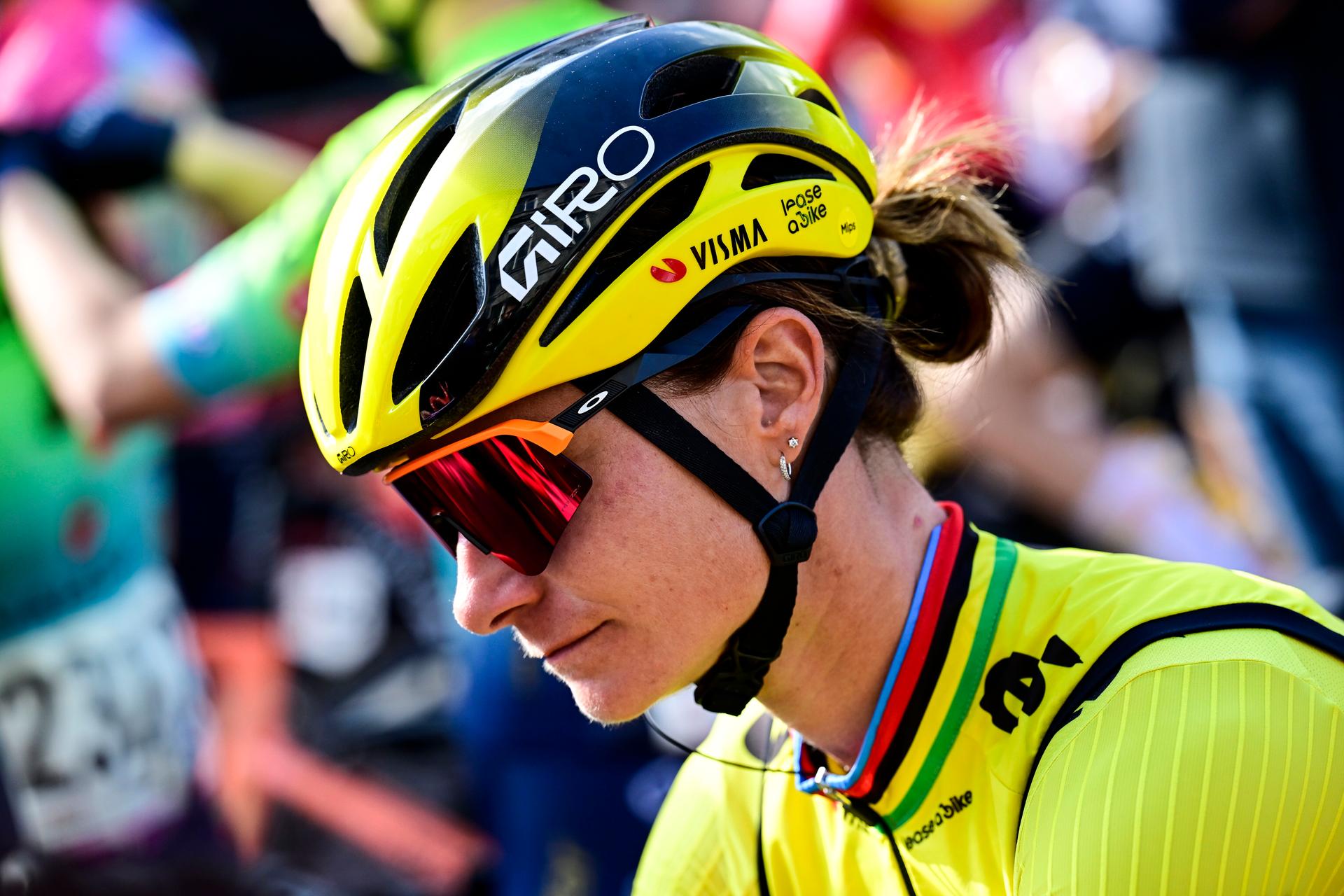 Dutch Marianne Vos of Team Visma-Lease a Bike pictured at the start of the women elite 'Amstel Gold Race' one day cycling race, 157,4 km from Maastricht to Valkenburg, The Netherlands, Sunday 20 April 2025. BELGA PHOTO DIRK WAEM