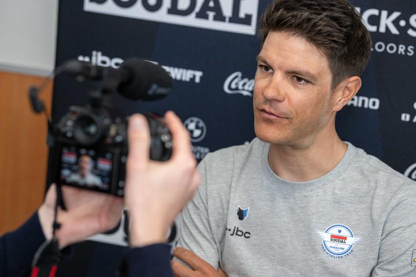 Belgian Jasper Stuyven of Soudal Quick-Step is pictured during a press conference of the Soudal - Quick-Step cycling team ahead of the Ronde van Vlaanderen / Tour des Flandres / Tour of Flanders cycling race, Friday 03 April 2026 in Antwerp. The 110th edition of the cycling race will take place on Sunday 5th April. BELGA PHOTO JONAS ROOSENS