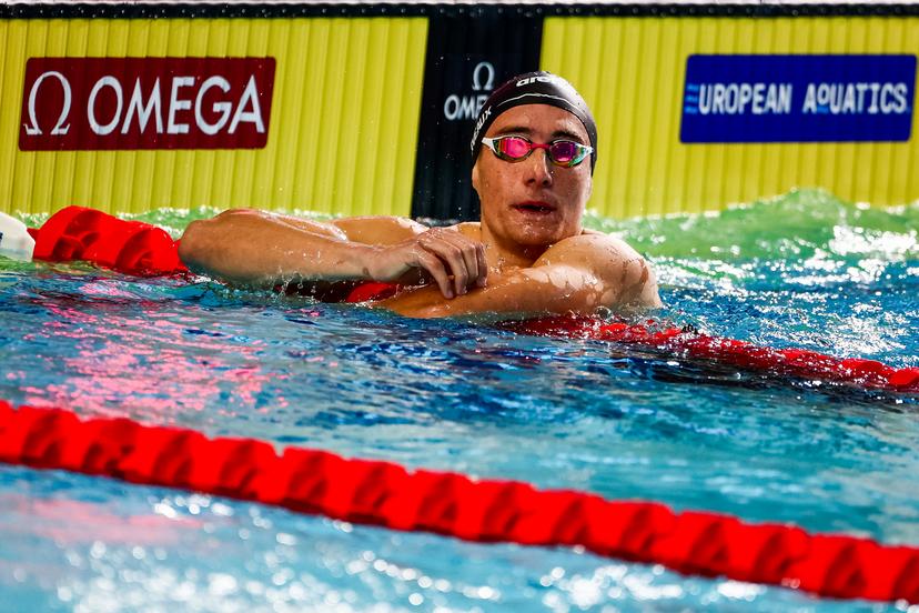 Belgian Lucas Henveaux pictured in action during the men's 400m Individual Medley the European Aquatics Short Course Swimming Championships in Lublin, Poland, on Sunday 07 December 2025. BELGA PHOTO NIKOLA KRSTIC