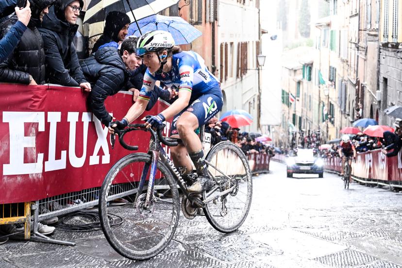 Kimberley Le Court of AG Insurance - Soudal pictured in action during the women's elite race of the 'Strade Bianche' one day cycling race (137km) from and to Siena, Italy, Saturday 02 March 2024. BELGA PHOTO BERT GOYVAERTS