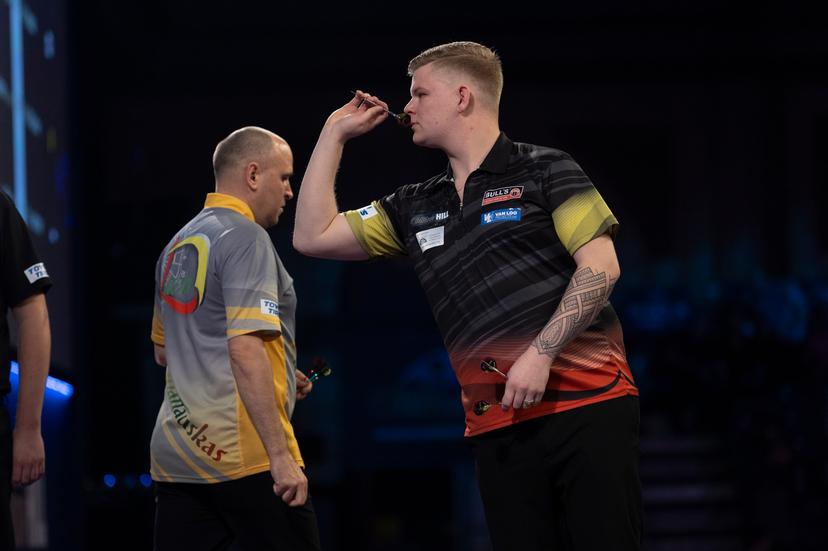 ATTENTION EDITORS - HAND OUT PICTURES - EDITORIAL USE WITH STORY ON DARTS WORLD CHAMPIONSHIPS ONLY - MANDATORY CREDIT LAWRENCE LUSTIG/PDC  Hand out pictures released on Saturday 18 December 2021, by PDC Professional Darts Corporation shows Belgian Mike De Decker pictured during the game between Lithuanian Labanauskas and Belgian De Decker, in the first round of the William Hill World Championships, in London, UK. MANDATORY CREDIT KELLY DECKERS/PDC EUROPE