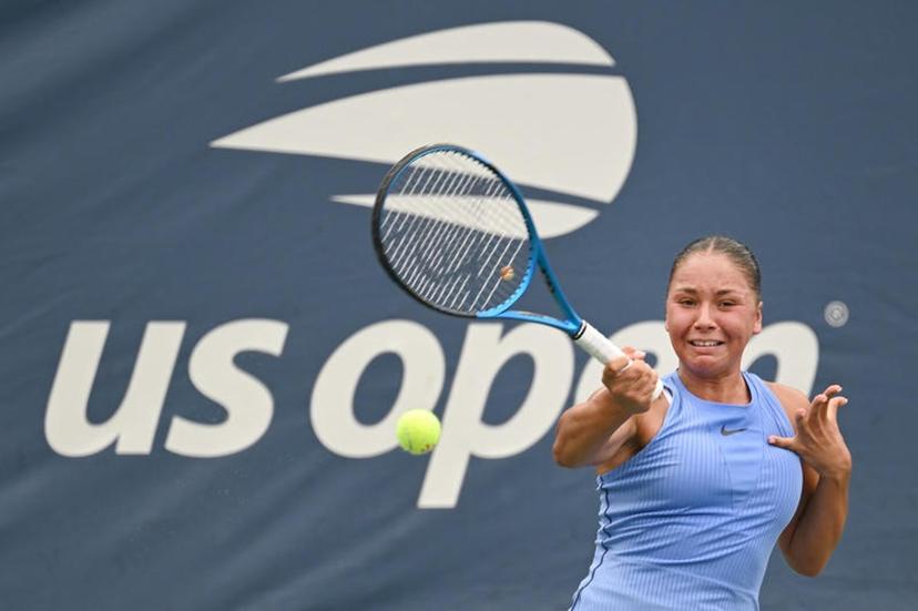 Sofia Costoulas of Belgium competes  against Katie Volynets of the United States during the Women's Qualifying Singles 1st round at the USTA Billie Jean King National Tennis Center in Flushing Meadow-Corona Park, in the Queens borough of New York, NY, August 18, 2025. (Photo by Anthony Behar/SipaUSA)