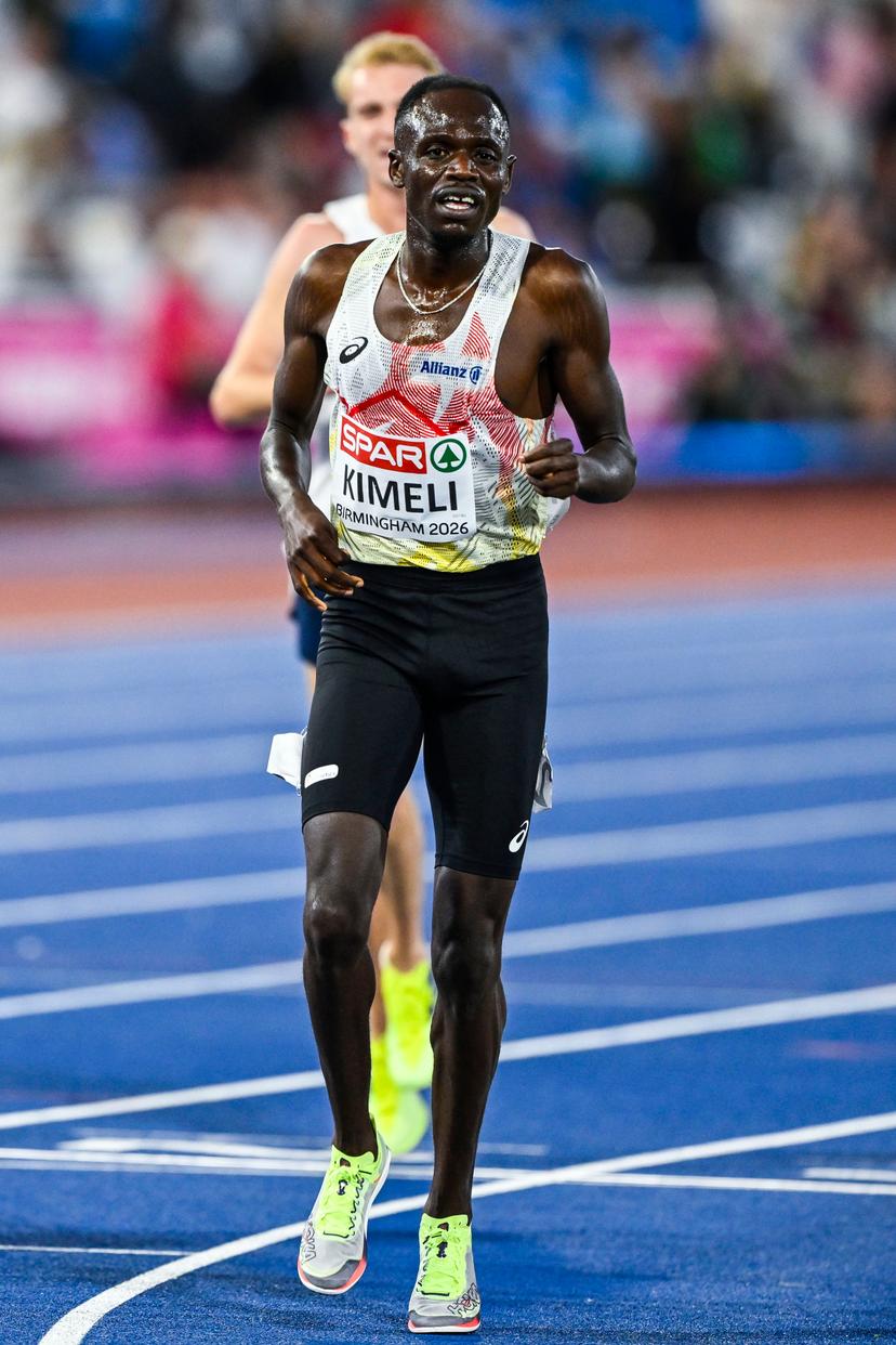 Belgian athlete Isaac Kimeli reacts after the men's 5000m race at the European Athletics Championships (August 10-18) in Birmingham, United Kingdom, on Monday 10 August 2026. BELGA PHOTO ERIC LALMAND