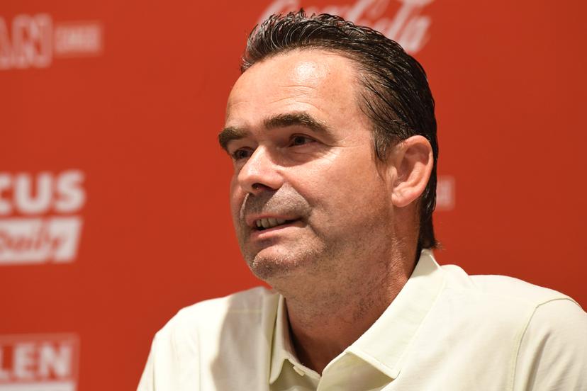Antwerp's director of football Marc Overmars pictured during a press conference of soccer team Royal Antwerp FC ahead of the start of the Belgian Jupiler Pro League 2026-2027 season, Wednesday 05 August, 2026 in Antwerp. BELGA PHOTO JILL DELSAUX