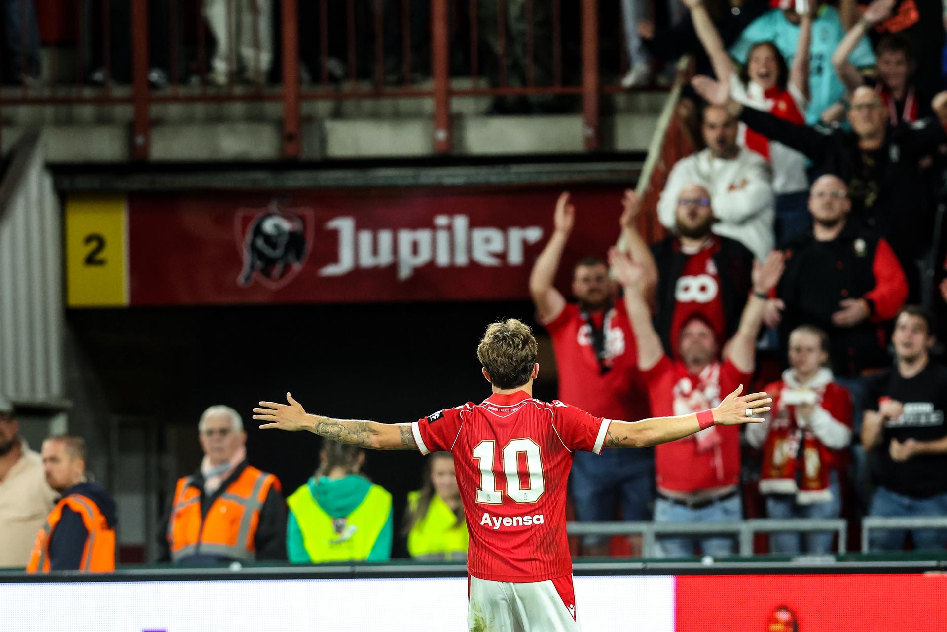 Standard's Dennis Eckert celebrates after scoring during a soccer match between Standard de Liege and Royal Antwerp FC, Saturday 5 September 2026 in Liège, on day 5 of the 2026-2027 'Jupiler Pro League' first division of the Belgian championship. BELGA PHOTO BRUNO FAHY