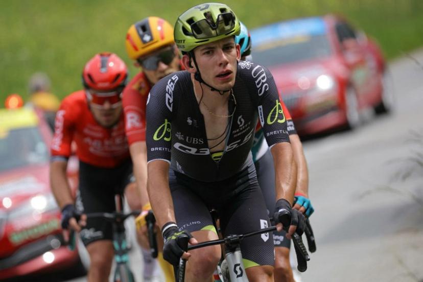 Team Q36.5's Italian rider Alessandro Fancellu rides in a breakaway during the sixth stage of the 76th edition of the Criterium du Dauphine cycling race, 174,1km between Hauterives and Le Collet d'Allevard, French Alps, on June 7, 2024.  Thomas SAMSON / AFP