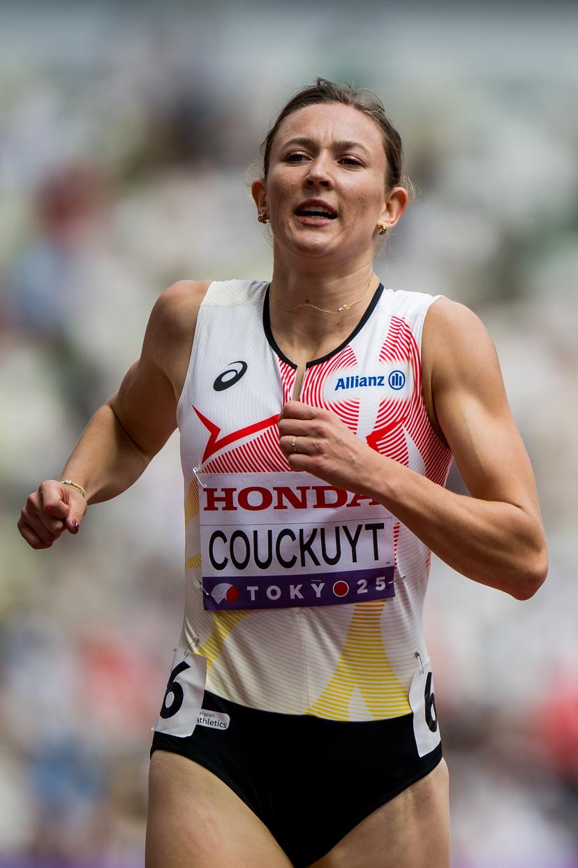 Belgian Paulien Couckuyt pictured in action during the 400m Hurdles women, Heats, at the World Athletics Championships in Tokyo, Japan, on Monday 15 September 2025. The outdoor Worlds are taking place from 13 to 21 September. BELGA PHOTO JASPER JACOBS