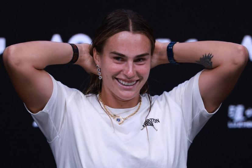 Belarus' Aryna Sabalenka speaks during a press conference after her defeat against Kazakhstan's Elena Rybakina during their women's singles final match on day fourteen of the Australian Open tennis tournament in Melbourne on January 31, 2026.  DAVID GRAY / AFP