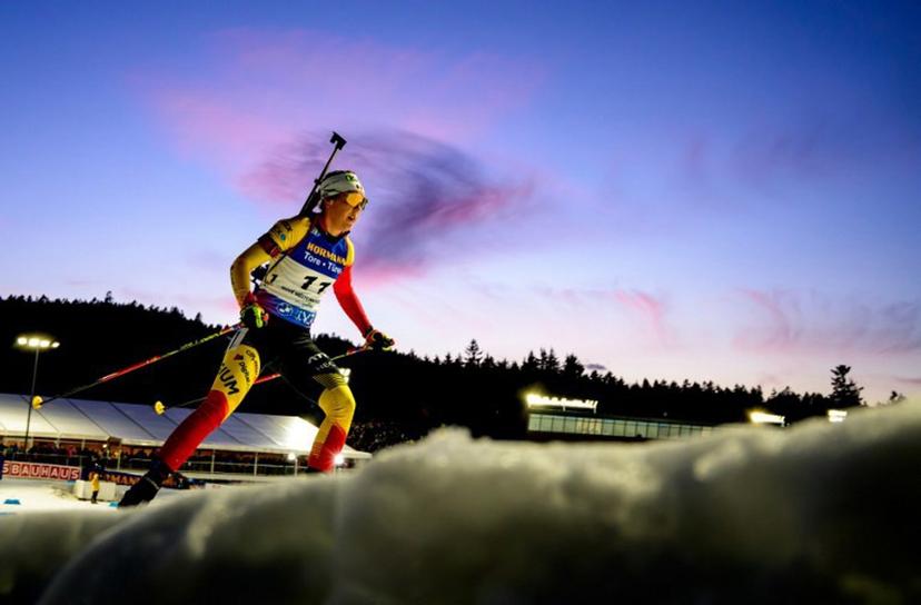 Belgium's Lotte Lie competes during the women's 15 km individual event of the IBU Biathlon World Championships in Nove Mesto, Czech Republic on February 13, 2024.  Joe Klamar / AFP