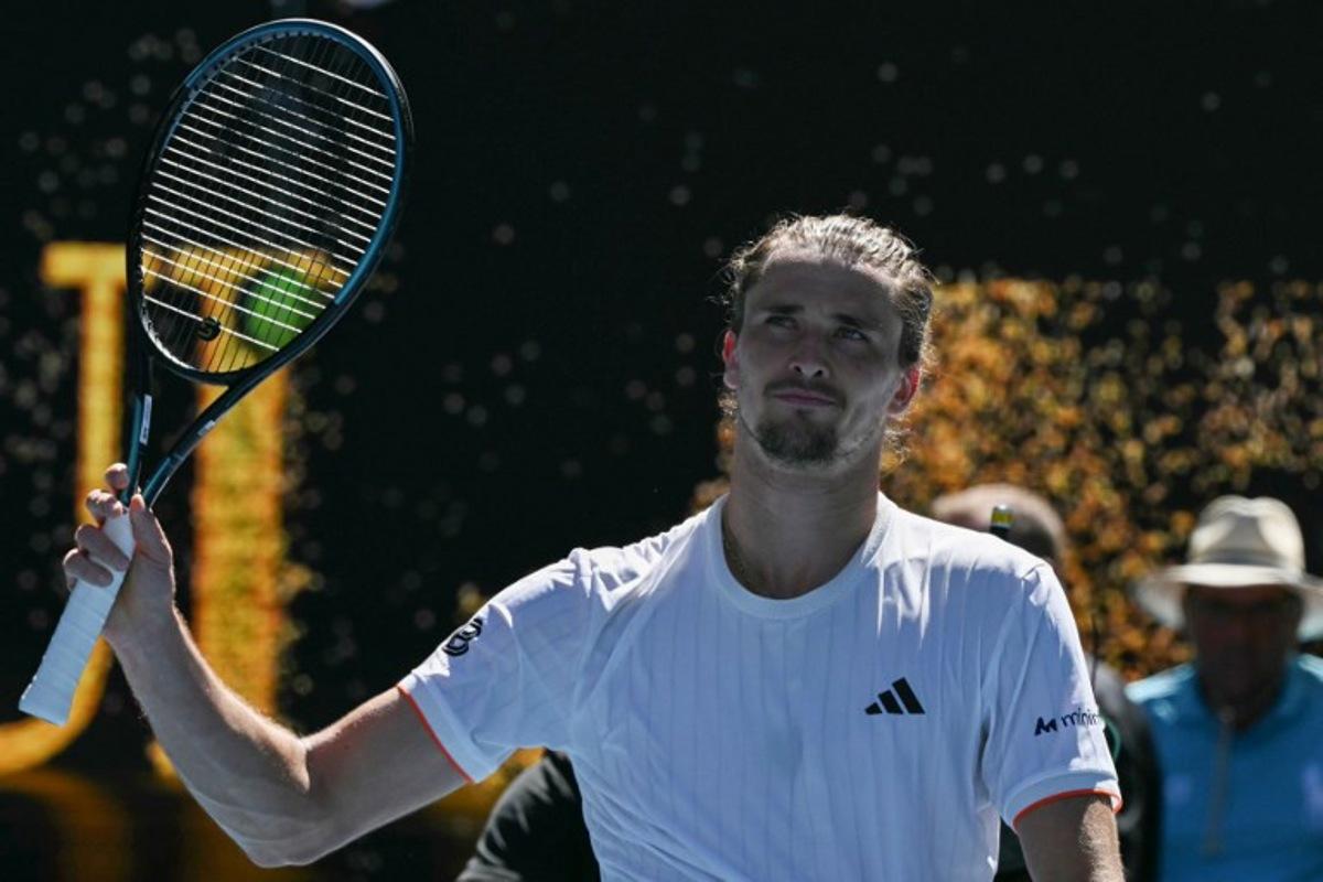 Germany's Alexander Zverev celebrates after his victory against Canada's Gabriel Diallo during their men's singles match on day one of the Australian Open tennis tournament in Melbourne on January 18, 2026.  Paul Crock / AFP