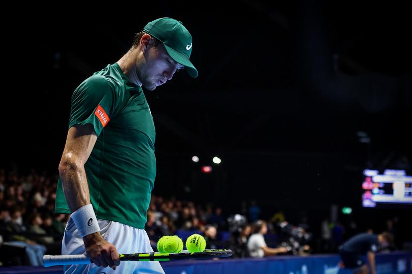 Belgian Raphael Collignon pictured during the European Open ATP tennis tournament in Brussels, on Wednesday 15 October 2025. This year's edition of the tournament is taking place from 12 to 19 October 2025. BELGA PHOTO DAVID PINTENS