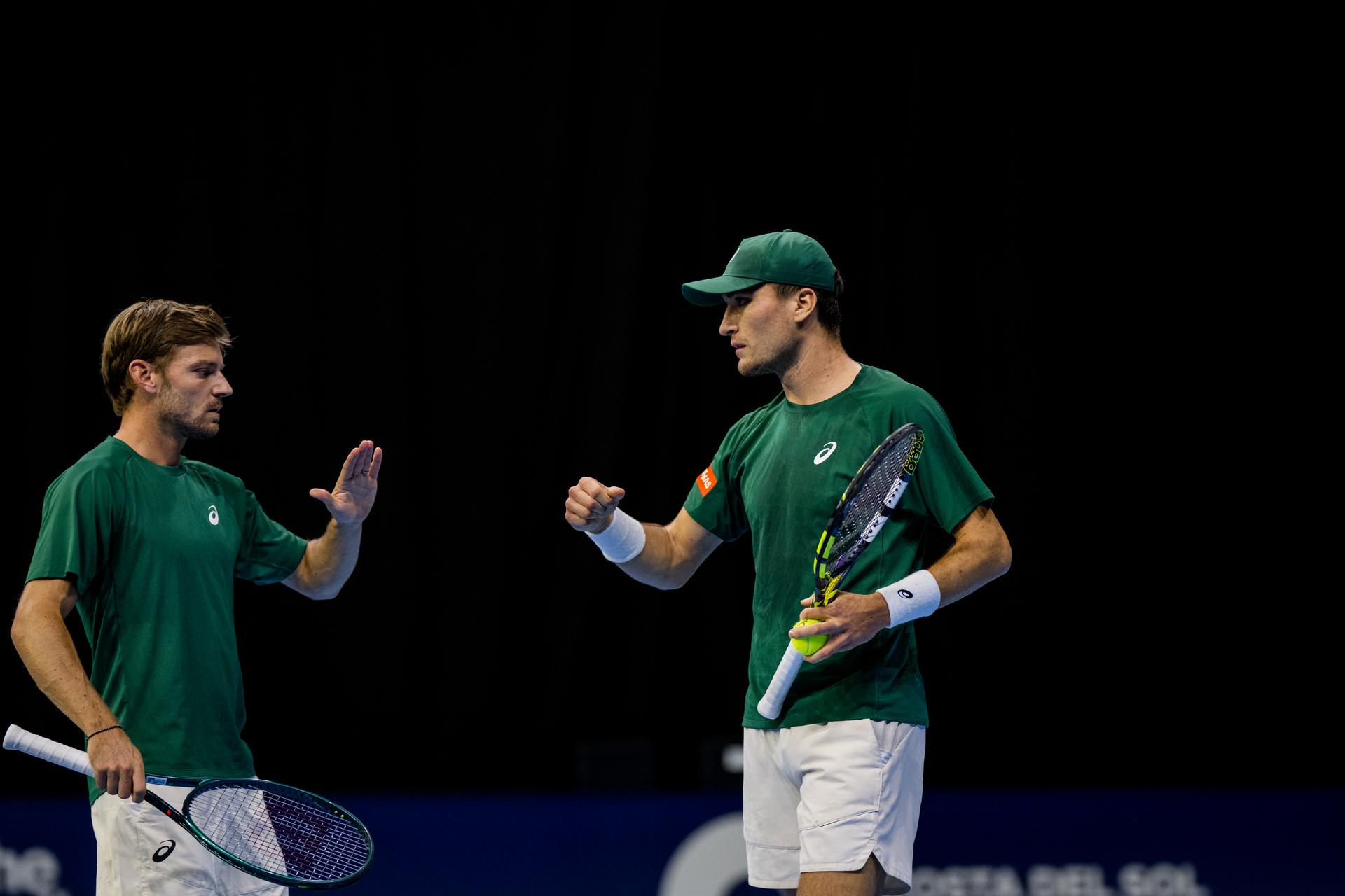 Belgian David Goffin and Belgian Raphael Collignon pictured in action during the European Open ATP tennis tournament in Brussels, on Monday 13 October 2025. This year's edition of the tournament is taking place from 12 to 19 October 2025. BELGA PHOTO JASPER JACOBS