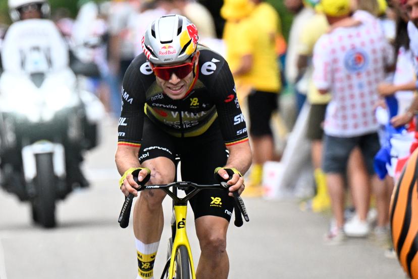 Belgian Wout van Aert of Team Visma-Lease a Bike pictured in action during stage 17 of the 2025 Tour de France cycling race, from Bollene to Valence (161km), on Wednesday 23 July 2025 in France. The 112th edition of the Tour de France starts on Saturday 5 July in Lille, France, and will finish in Paris, France on the 27th of July.   BELGA PHOTO JASPER JACOBS