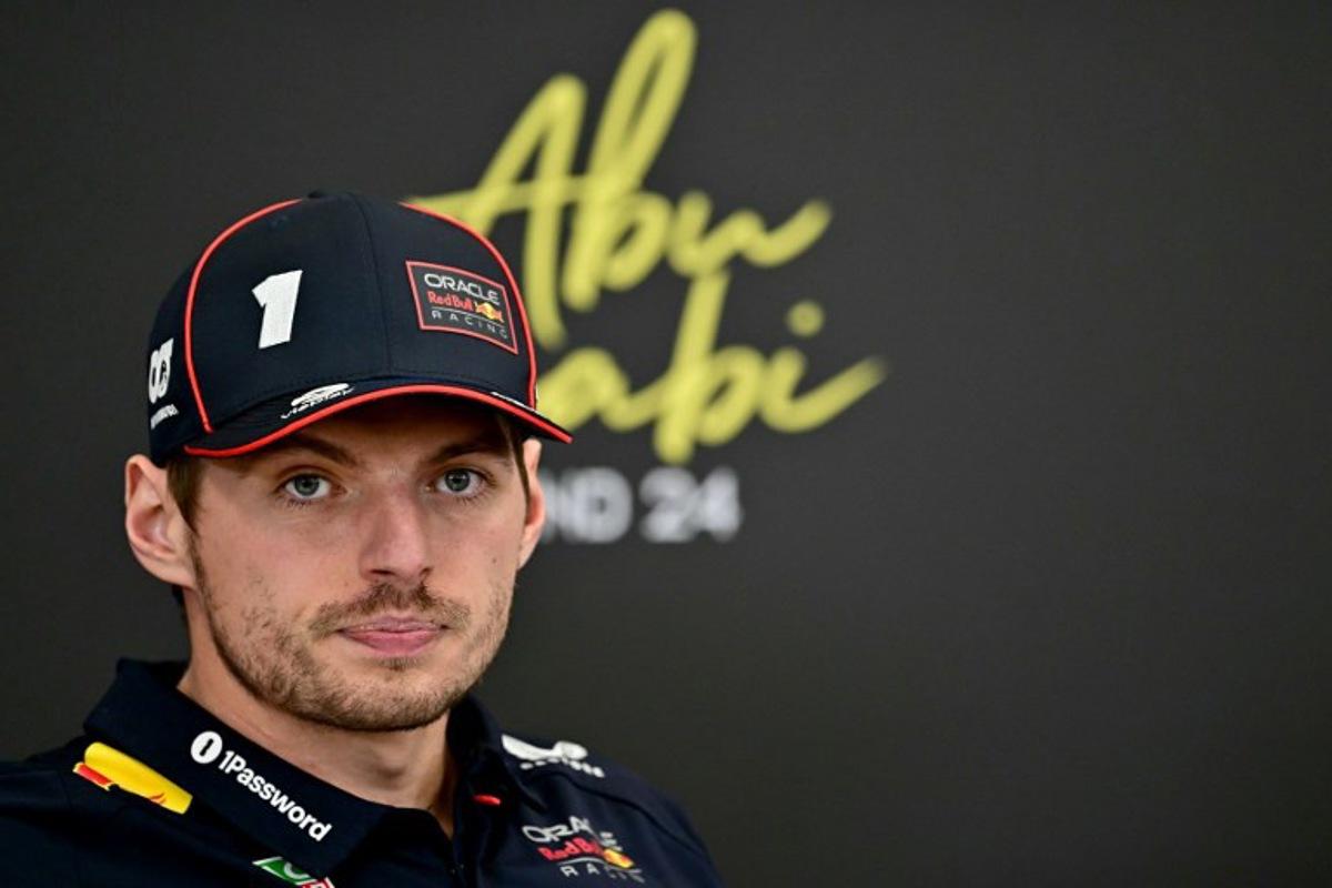 Red Bull Racing's Dutch driver Max Verstappen attends a press conference ahead of the Abu Dhabi Formula One Grand Prix at the Yas Marina Circuit in Abu Dhabi on December 4, 2025.  Giuseppe CACACE / AFP