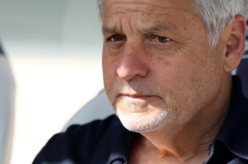 Lille's French head coach Bruno Genesio looks on ahead of the French L1 football match between Paris FC and LOSC Lille at the Stade Jean-Bouin in Paris, on April 26, 2026.  FRANCK FIFE / AFP