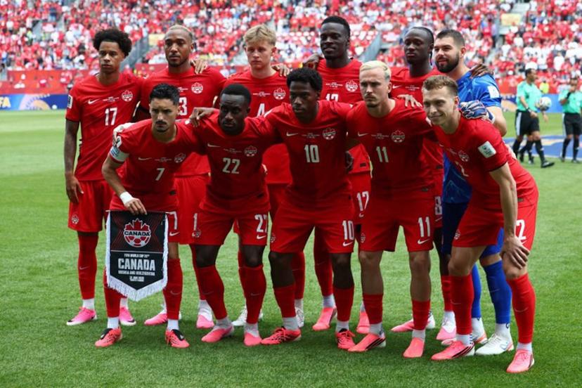 Canada's players pose ahead of the 2026 World Cup Group B football match between Canada and Bosnia and Herzegovina at the Toronto Stadium in Toronto on June 12, 2026.  Cole Burston / AFP