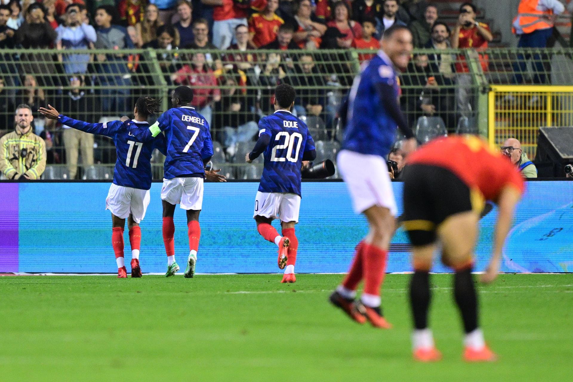 France's Michael Olise pictured during a soccer game between Belgian national team Red Devils and France, on Monday 28 September 2026  in Brussels, the second game of the UEFA Nations League group stage. BELGA PHOTO DIRK WAEM