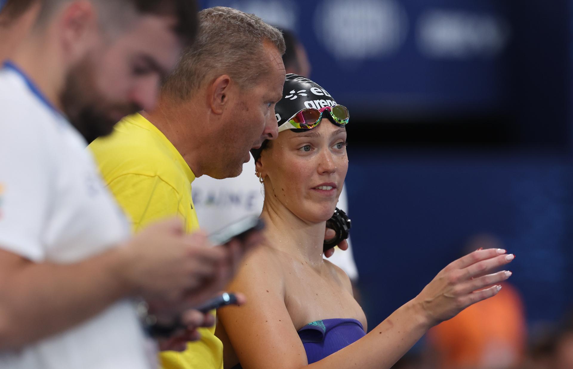 Belgian Florine Gaspard pictured after the heats of the Women's 100m Freestyle, at the European Aquatics Championships in Paris, France on Monday 10 August 2026. BELGA PHOTO VIRGINIE LEFOUR