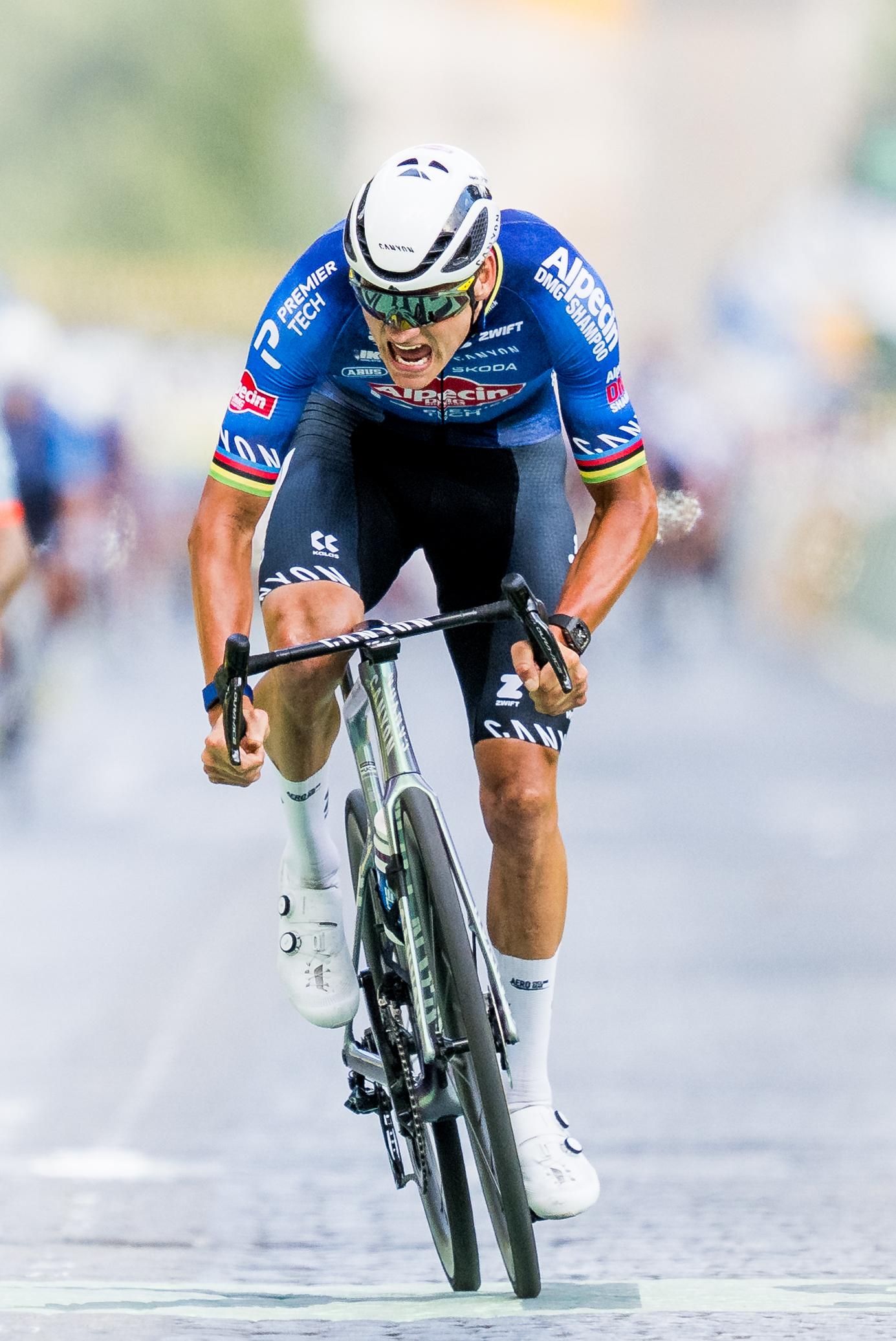 Dutch Mathieu van der Poel of Alpecin-Premier Tech sprints to the finish of stage 21 of the 2026 Tour de France cycling race, a stage of 130km from Thoiry to Paris Champs-Elysees , on Sunday 26 July 2026. The 113th edition of the Tour de France starts on Saturday 4 July in Barcelona, Spain, and will finish in Paris, France on the 26th of July. BELGA PHOTO JASPER JACOBS