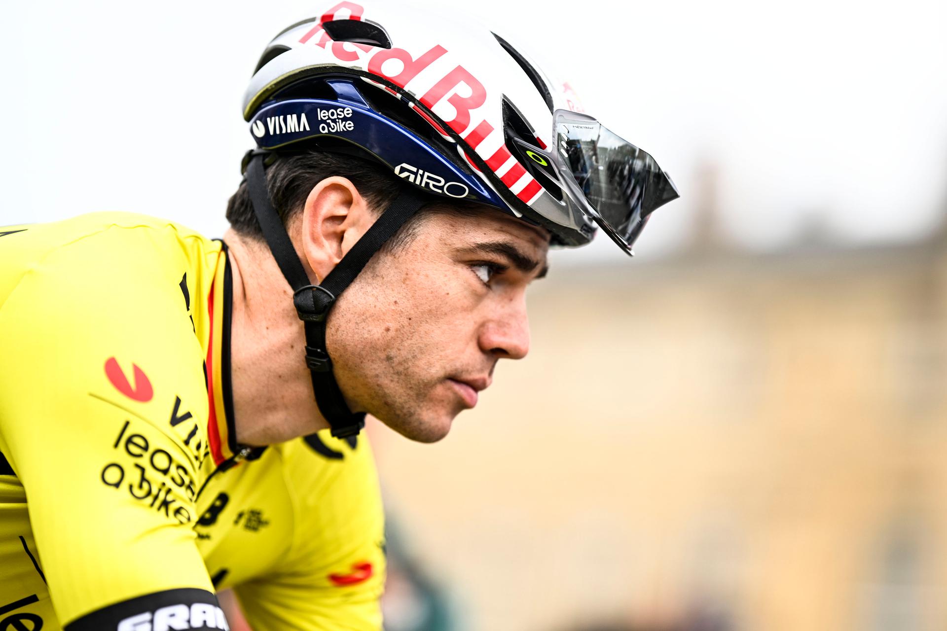 Belgian Wout van Aert of Team Visma-Lease a Bike pictured at the start of the men elite race of the 'Paris-Roubaix' one day cycling race, 259,2 km from Compiegne to Roubaix, France, on Sunday 13 April 2025. BELGA PHOTO JASPER JACOBS