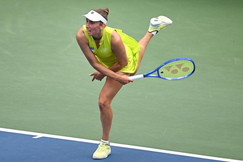 Belgian Elise Mertens pictured in action during a tennis match against Spanish Bucsa, in the third round of the women's singles of the 2025 US Open Grand Slam tennis tournament in New York City, USA, Friday 29 August 2025. BELGA PHOTO TONY BEHAR
